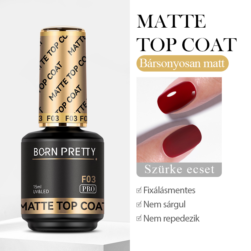 Born Pretty PRO - F03 - Matt Top Coat 15 ml matt top coat