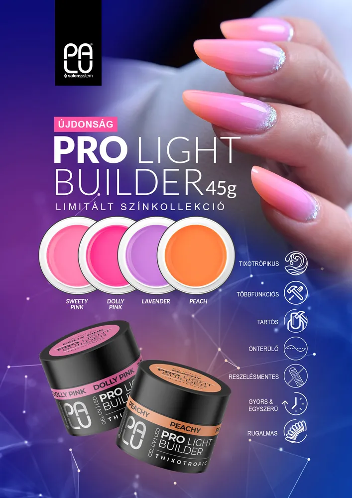 PALU Pro Light Builder építőzselé 45g - Dolly Pink