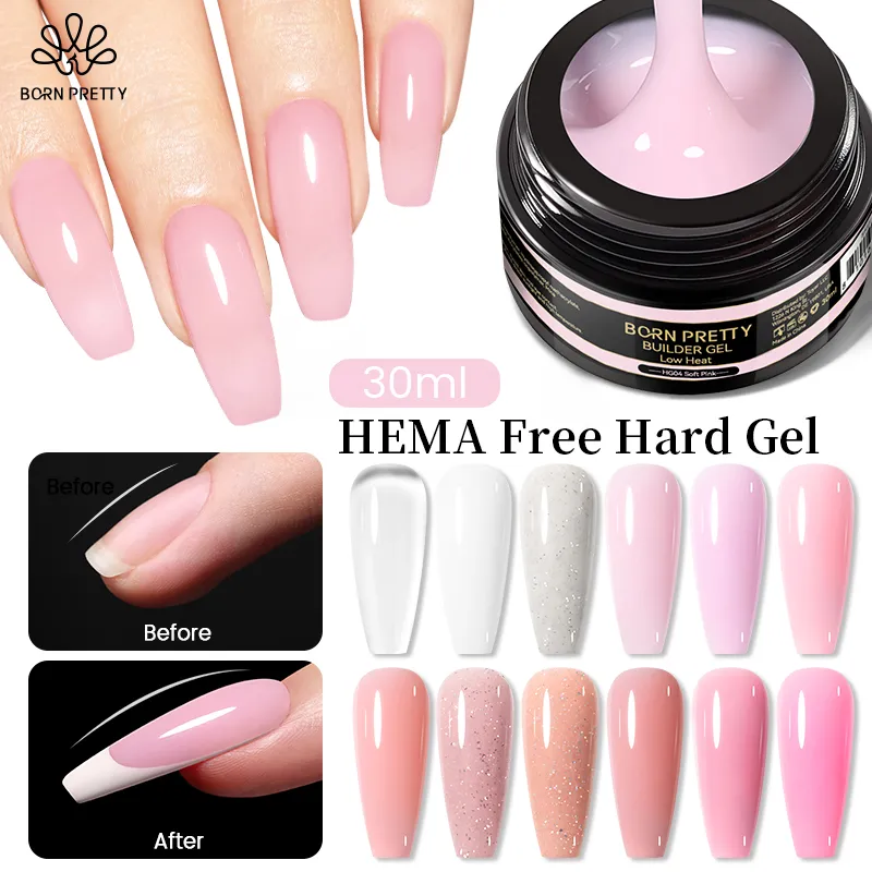 BORN PRETTY PRO Hard Gel építőzselé 30 ml - HG02 - Milky White