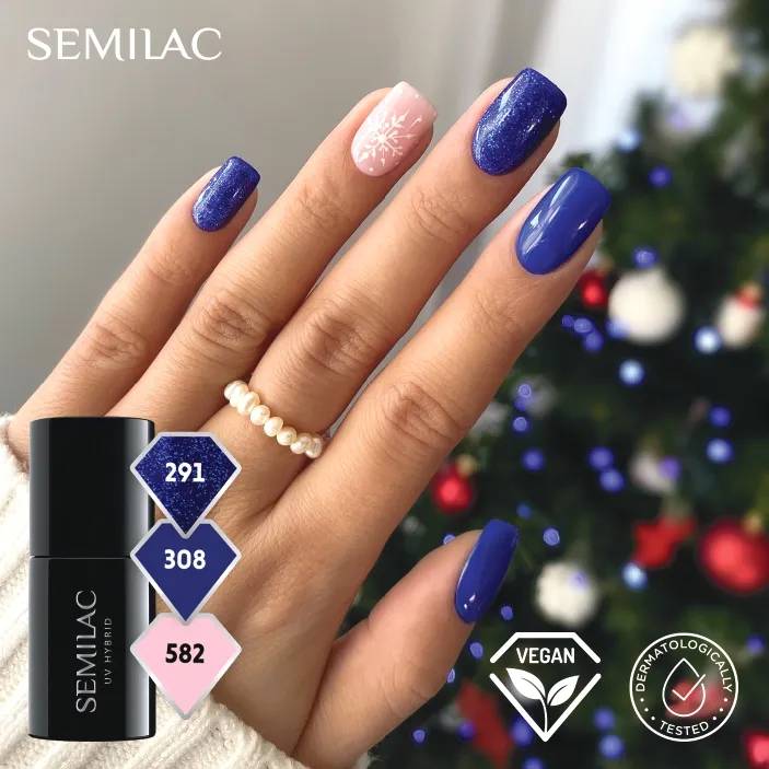 SEMILAC UV/LED Gél Lakk 7ml - 308 - Festive Blue