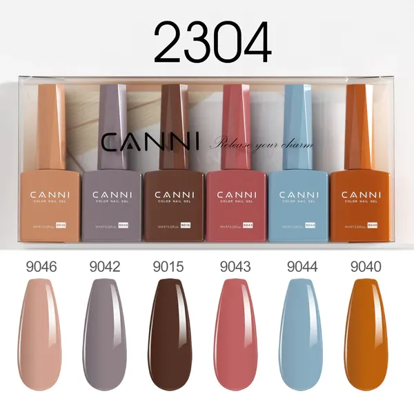 CANNI HEMA FREE UV/LED gél lakk szett 6x9ml - 2304 - Boho Chic Palette