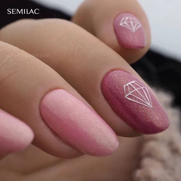 SEMILAC UV/LED Gél Lakk 7ml - 376 - HEMA FREE - Shimmer Stone Pink Diamond