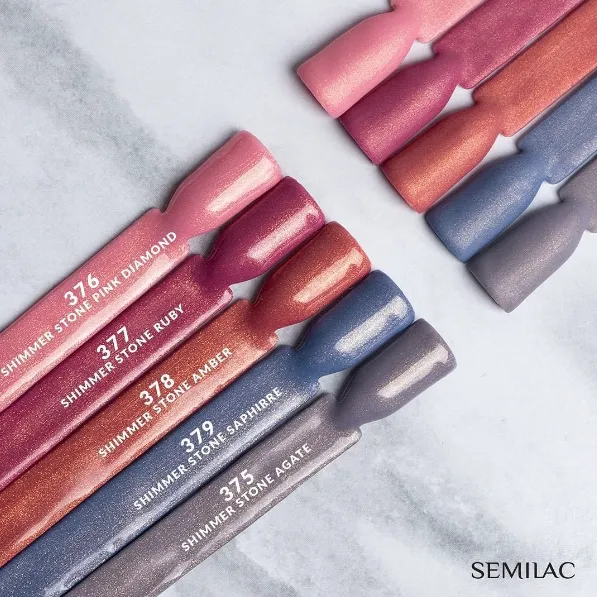SEMILAC UV/LED Gél Lakk 7ml - 376 - HEMA FREE - Shimmer Stone Pink Diamond