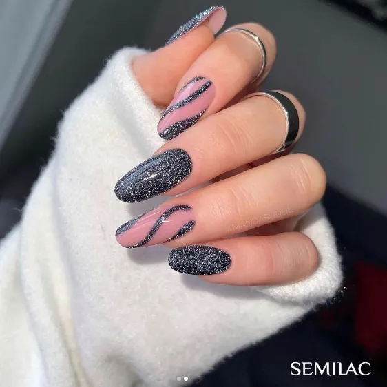 SEMILAC UV/LED Gél Lakk 7ml - 394 - HEMA FREE - Sparkling Midnight Date