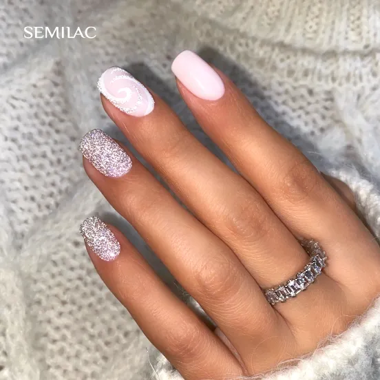 SEMILAC UV/LED Gél Lakk 7ml - 461 - HEMA FREE - Hollywood Silver