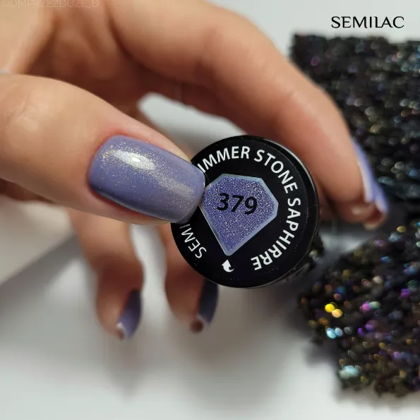 SEMILAC UV/LED Gél Lakk 7ml - 379 - HEMA FREE - Shimmer Stone Saphirre