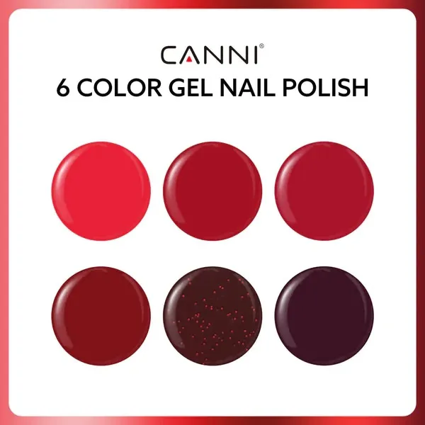 CANNI HEMA FREE UV/LED gél lakk szett 6x9ml - 2309 - Red Velvet Reverie