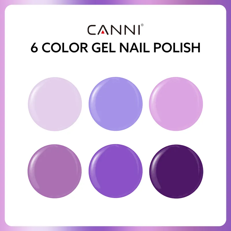 CANNI HEMA FREE UV/LED gél lakk szett 6x9ml - 2308 - Purple Haze Harmony