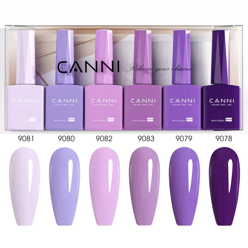 CANNI HEMA FREE UV/LED gél lakk szett 6x9ml - 2308 - Purple Haze Harmony