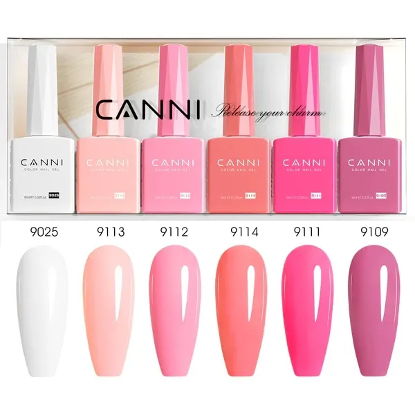 CANNI HEMA FREE UV/LED gél lakk szett 6x9ml - 2311 -  Blush Bliss Bouquet