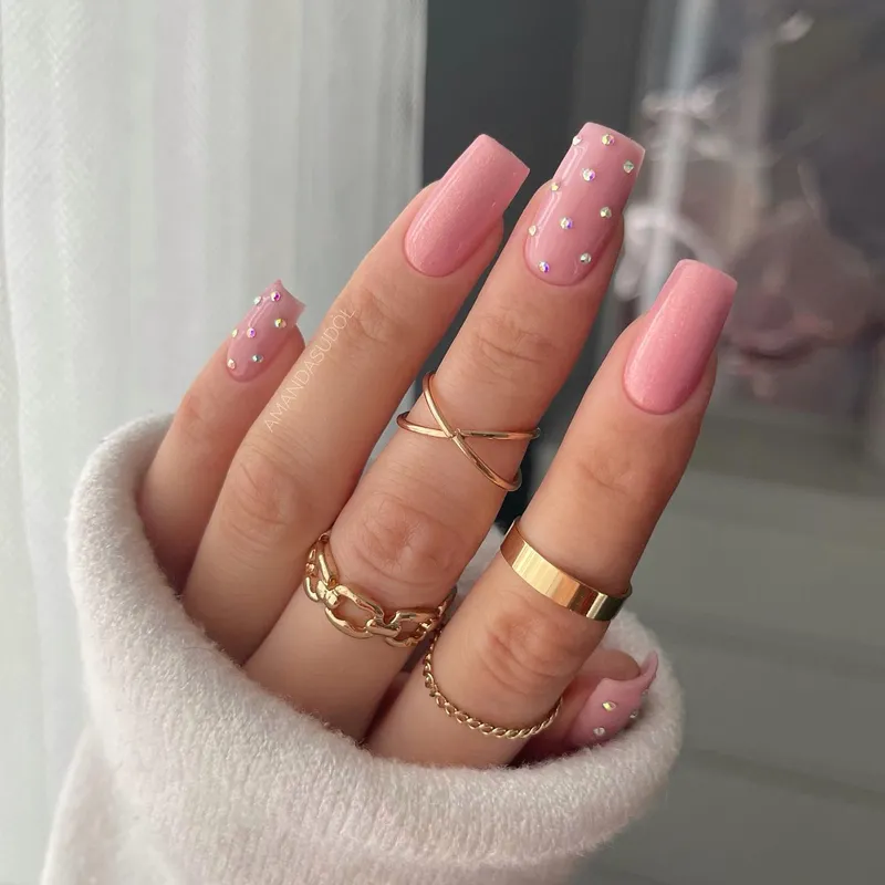 SEMILAC UV/LED Gél Lakk 7ml - 376 - HEMA FREE - Shimmer Stone Pink Diamond