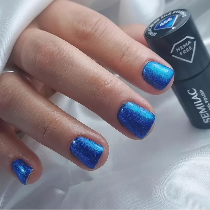 SEMILAC UV/LED Gél Lakk 7ml - 466 - HEMA FREE - Cat Eye - Blue Silk Pyjamas