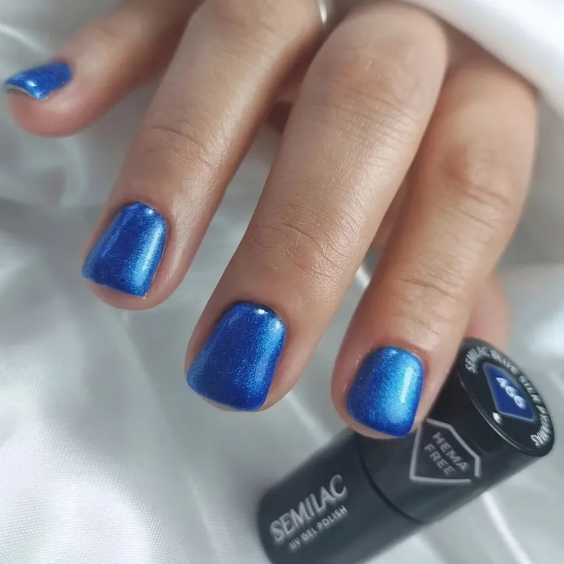 SEMILAC UV/LED Gél Lakk 7ml - 466 - HEMA FREE - Cat Eye - Blue Silk Pyjamas