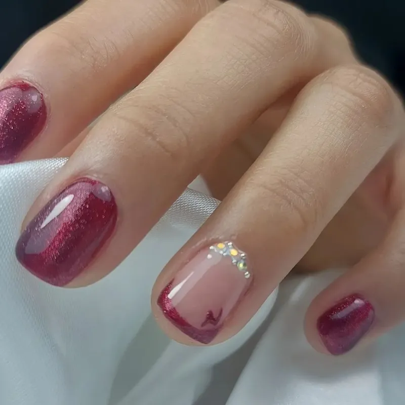 SEMILAC UV/LED Gél Lakk 7ml - 467 - HEMA FREE - Cat Eye - Red Candle Flash