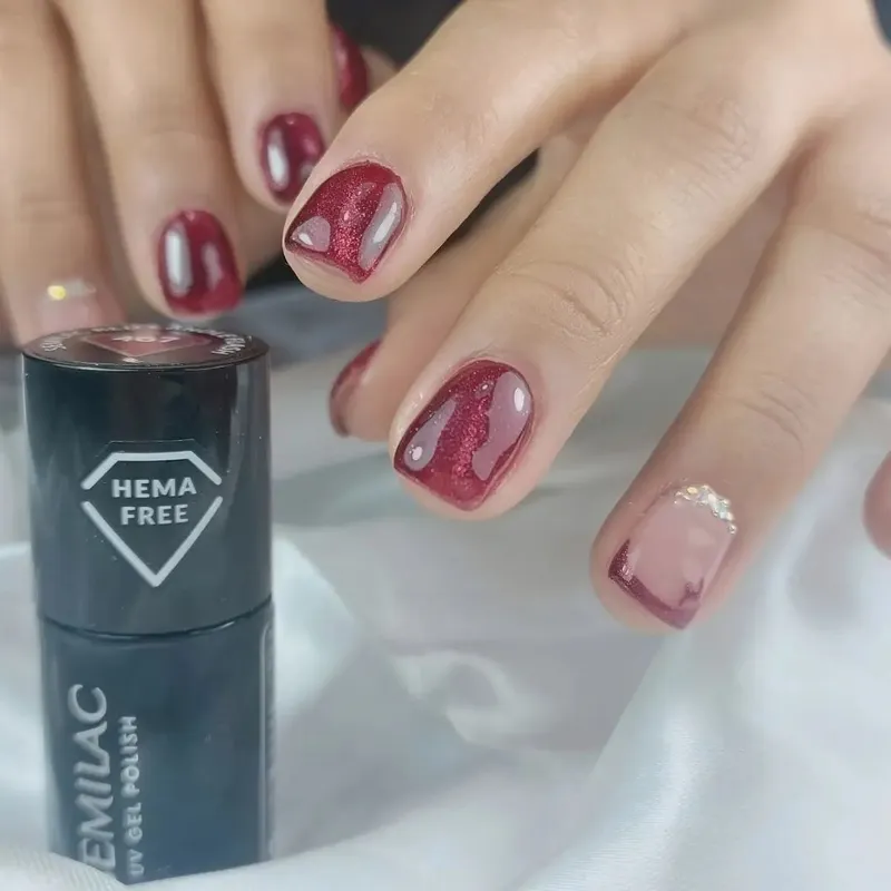 SEMILAC UV/LED Gél Lakk 7ml - 467 - HEMA FREE - Cat Eye - Red Candle Flash