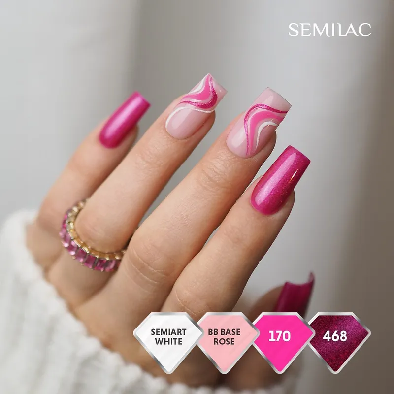 SEMILAC UV/LED Gél Lakk 7ml - 468 - HEMA FREE - Cat Eye - Pink Cosy Essentials