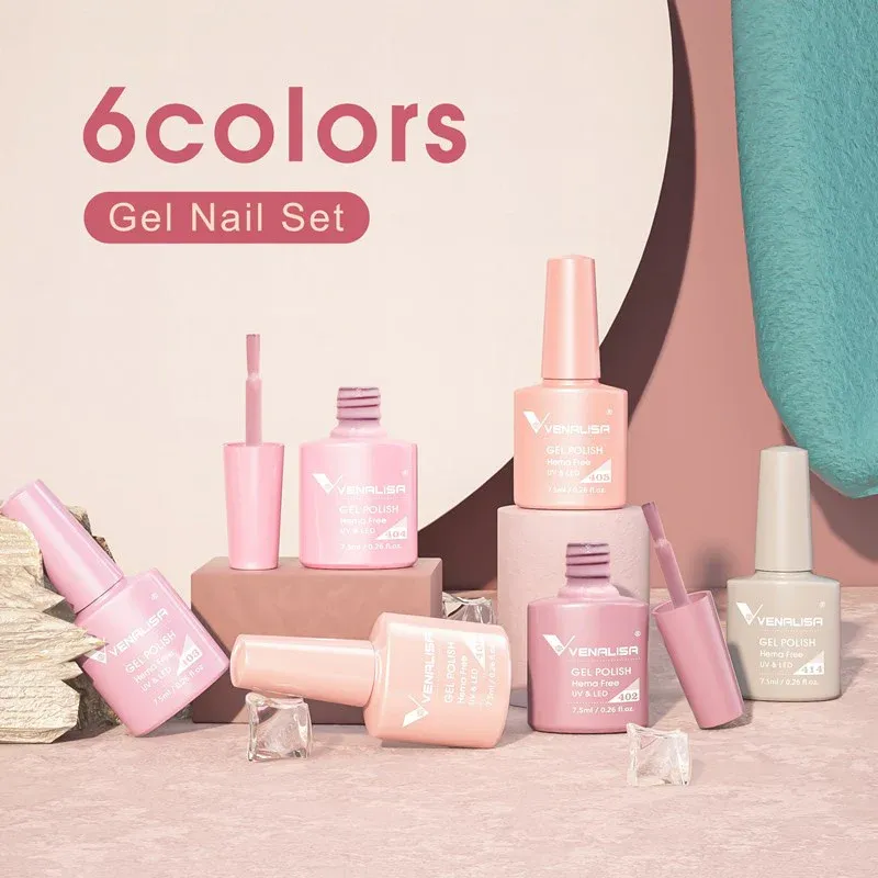 Venalisa 6 db-os UV/LED Gél lakk szett - 2207 - Pink Hema Free