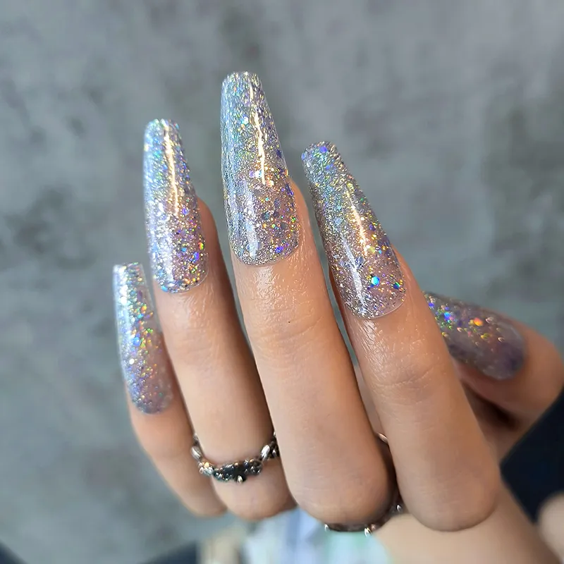 Born Pretty Pro UV/LED HEMA FREE gél lakk 15 ml - C056 - Silver Holo Sequins