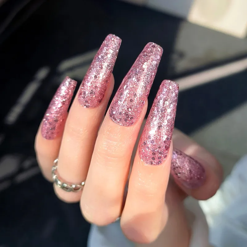 Born Pretty Pro UV/LED HEMA FREE gél lakk 15 ml - C058 - Rose Gold Sequins