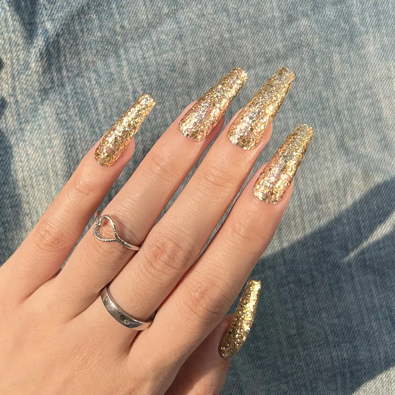 Born Pretty Pro UV/LED HEMA FREE gél lakk 15 ml - C059 - Champaign Gold Sequins