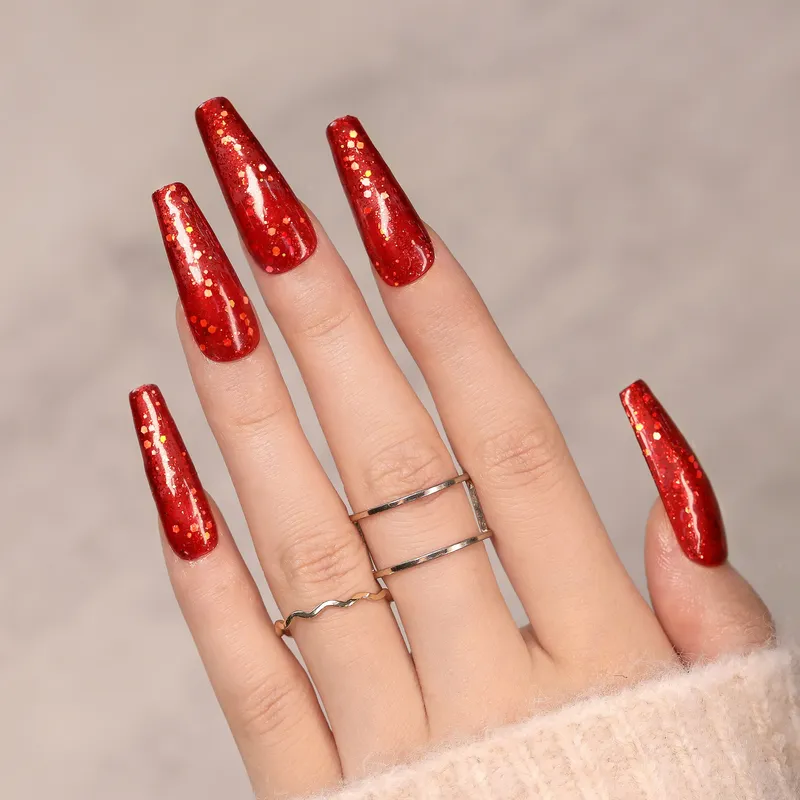 Born Pretty Pro UV/LED HEMA FREE gél lakk 15 ml - C060 - Red Sequins