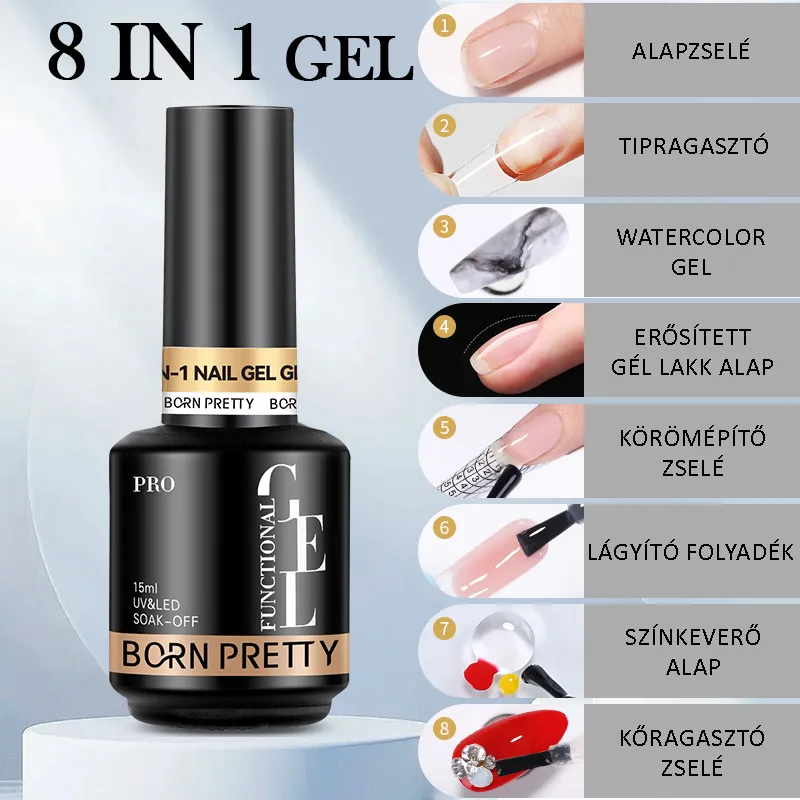 Born Pretty PRO - 8in1 Glue és Base Gél - 15 ml