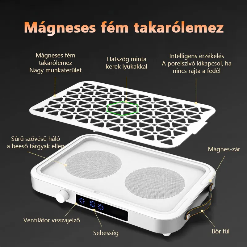 Duplaventillátoros asztali porelszívó - 48 W