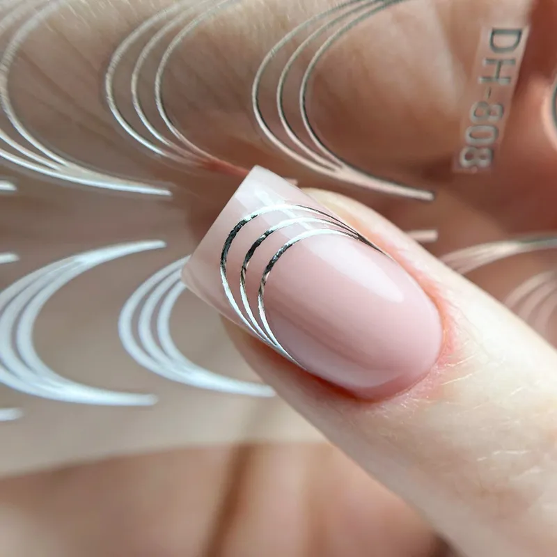 Öntapadó francia matrica - dupla/tripla vonalas - ezüst -83