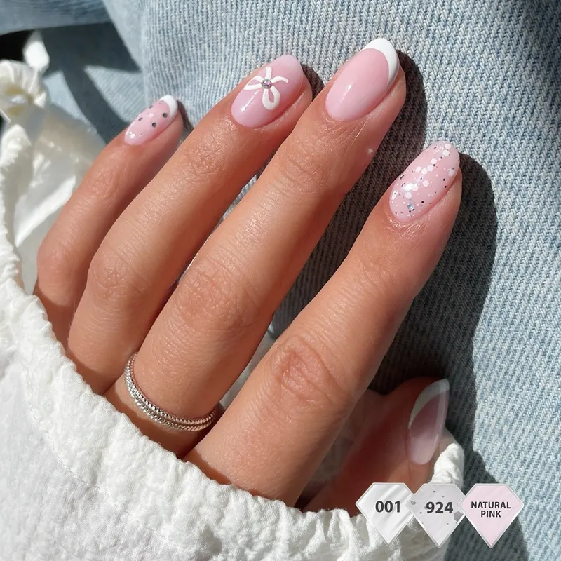 SEMILAC UV/LED Gél Lakk 7ml - 924 - Silver & White Drops
