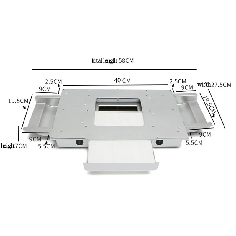 Asztalba beépíthető porelszívó - kazettás kialakítás