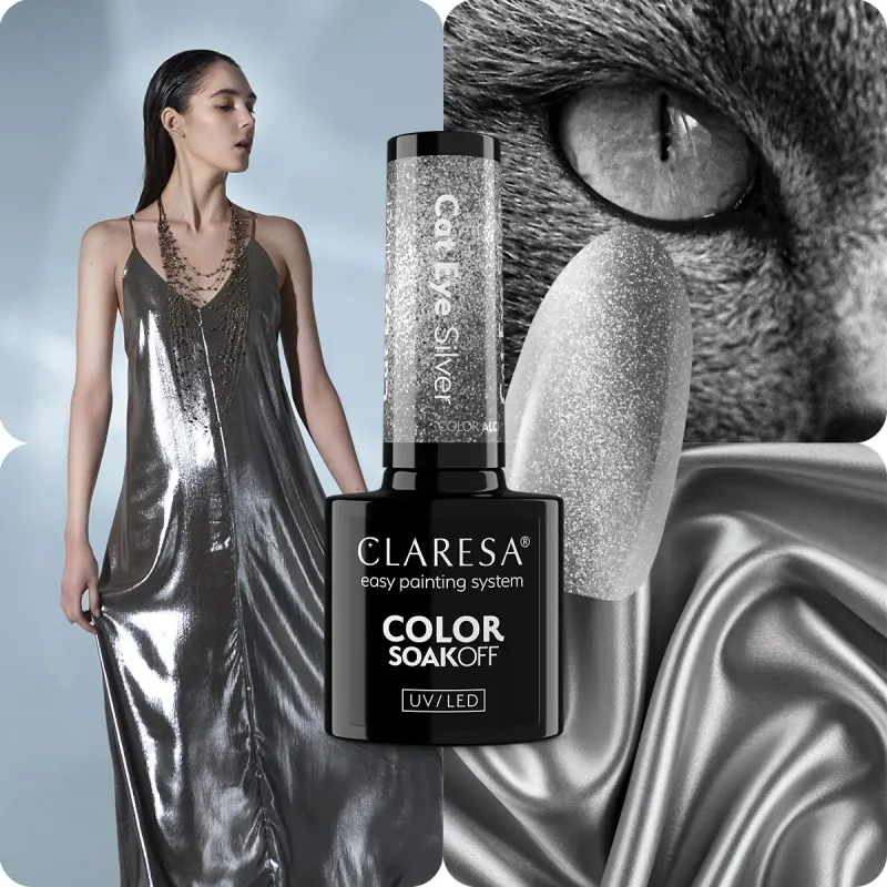 CLARESA UV/LED gél lakk 5g - CAT EYE SILVER