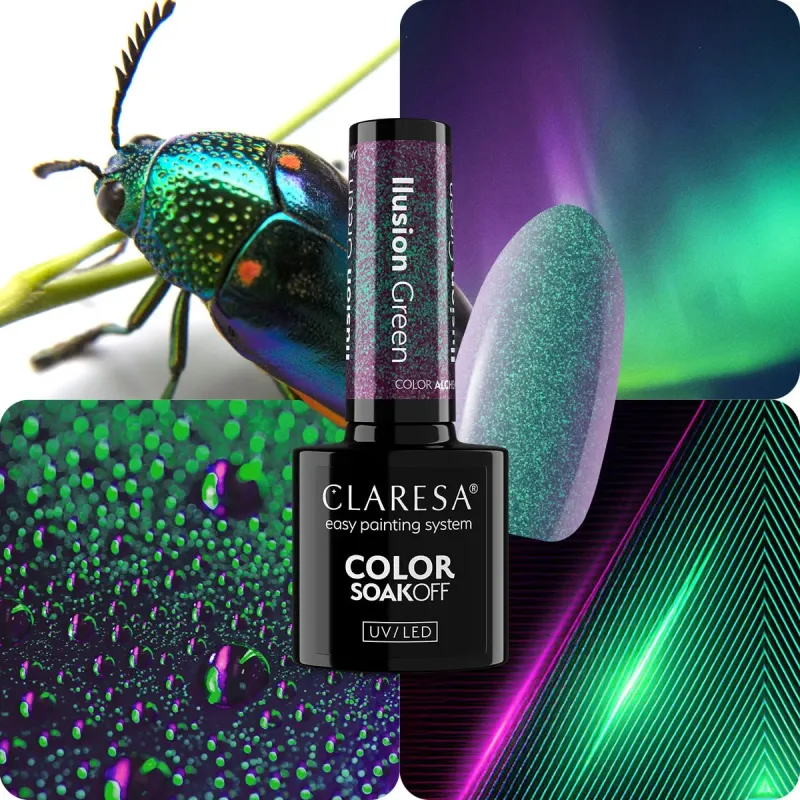CLARESA UV/LED gél lakk 5g - ILUSION GREEN