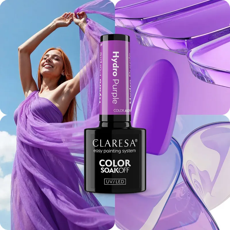 CLARESA UV/LED gél lakk 5g - HYDRO PURPLE (üveghatású)