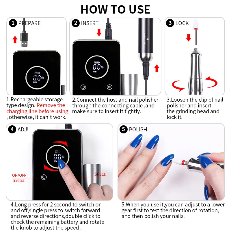 Born Pretty PRO hordozható műköröm csiszológép - 35000 RPM