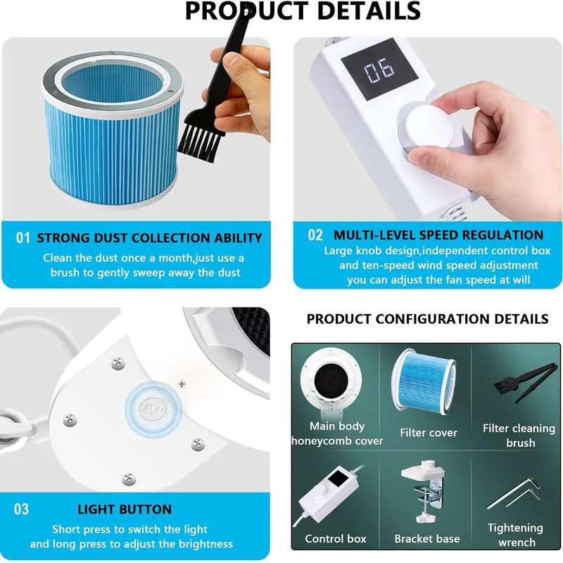 Professzionális 2-in-1 porelszívó és lámpa - 80W - ingyenes extra állvánnyal