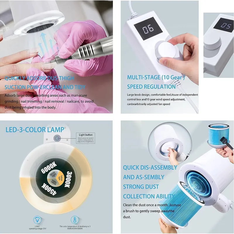 Professzionális 2-in-1 porelszívó és lámpa - 80W - ingyenes extra állvánnyal