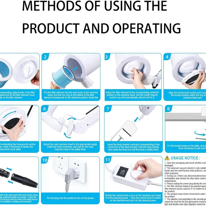 Professzionális 2-in-1 porelszívó és lámpa - 80W - ingyenes extra állvánnyal