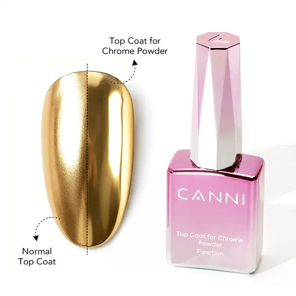 CANNI - Chrome Powder Top Coat 9 ml - fixálásmentes fényzselé