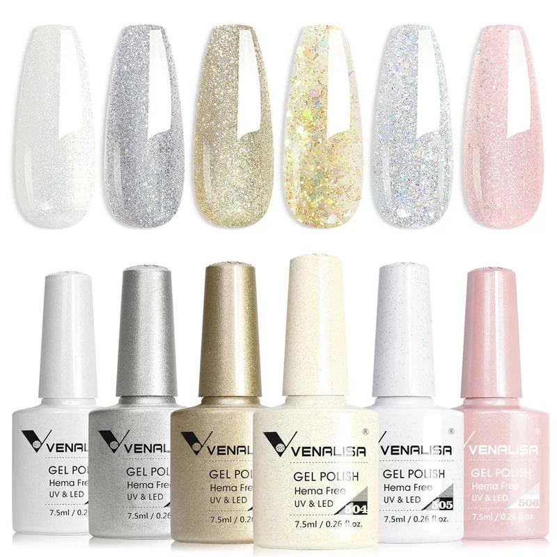 Venalisa 6 db-os UV/LED Gél lakk szett - 2219 - Glitter - Hema Free