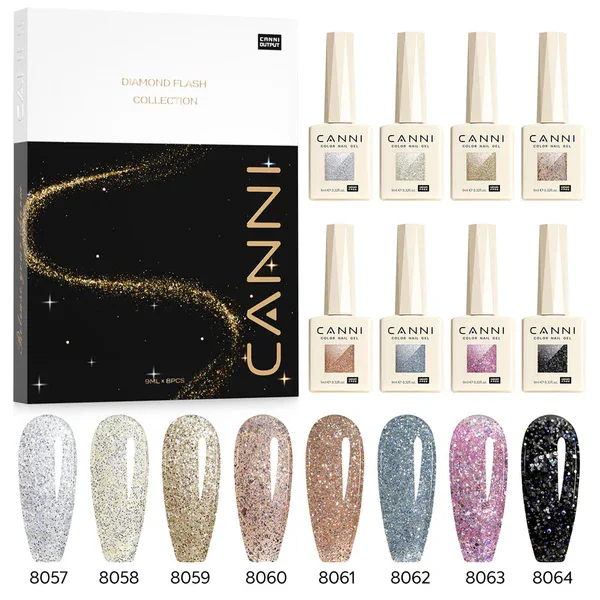 CANNI HEMA FREE  szett 8x9ml - No.08 - Diamond Glitter Collection