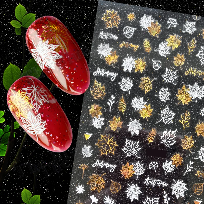 Köröm matrica 3D-s No.F661 White&Gold