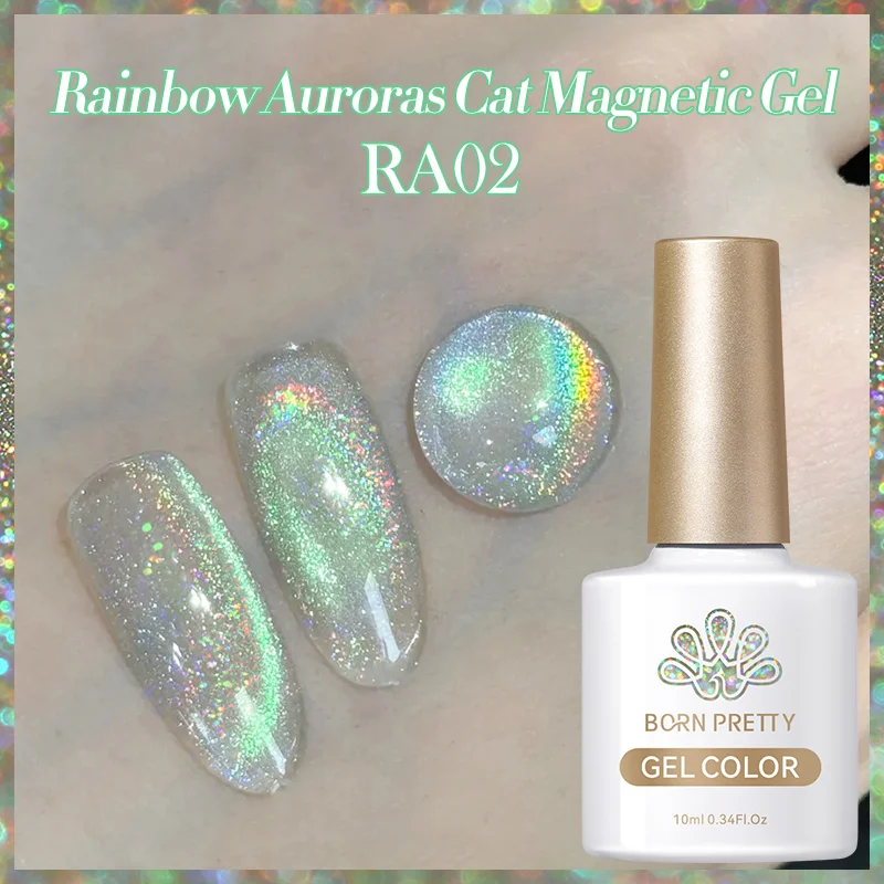 BORN PRETTY Rainbow Aurora Cat Magnetic UV/LED gél lakk 10 ml - RA02