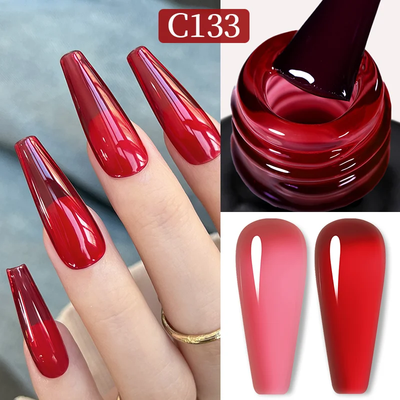 Born Pretty Pro UV/LED HEMA FREE gél lakk 15 ml - C133 - Jelly Cardinals Red
