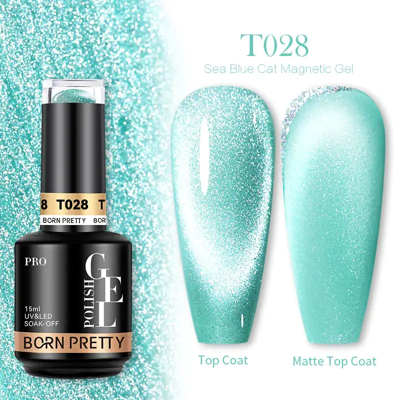 BORN PRETTY PRO UV/LED gél lakk 15 ml - T028 - Sea Blue Cat Magnetic