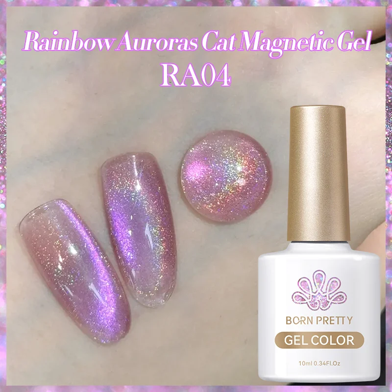 BORN PRETTY Rainbow Aurora Cat Magnetic UV/LED gél lakk 10 ml - RA04
