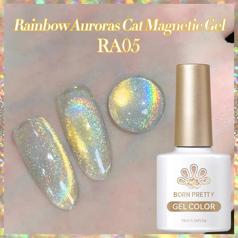 BORN PRETTY Rainbow Aurora Cat Magnetic UV/LED gél lakk 10 ml - RA05