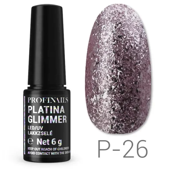 Profinails Platina Glimmer LED/UV lakkzselé 6gr P-26