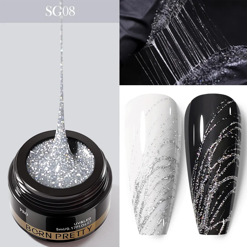 BORN PRETTY PRO Spider Gel 5 ml - SG08 - Reflective Silver