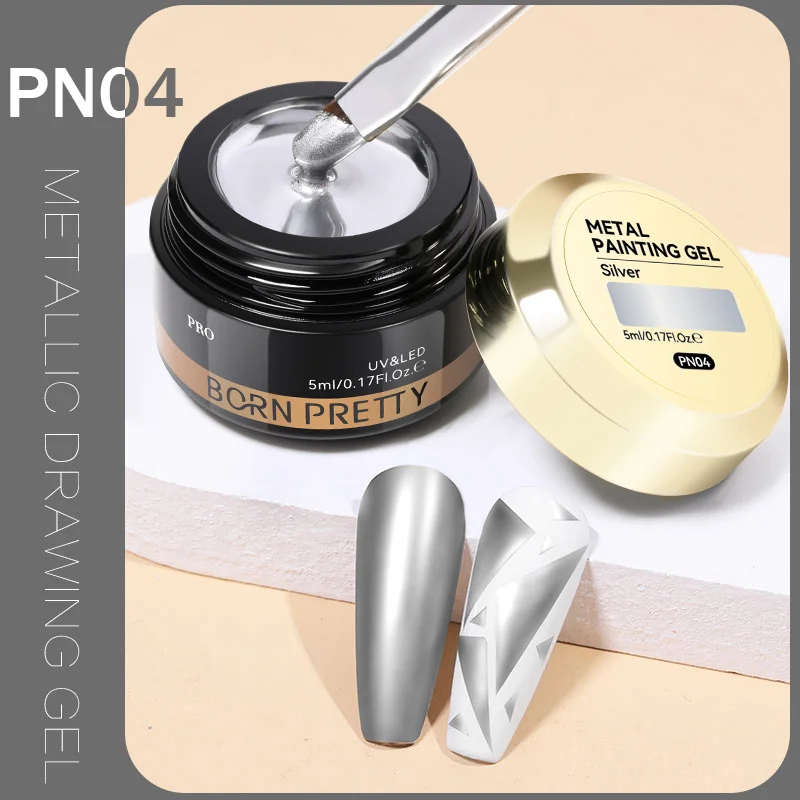 BORN PRETTY PRO Painting Gel 5 ml - PN04 - Metallic Silver