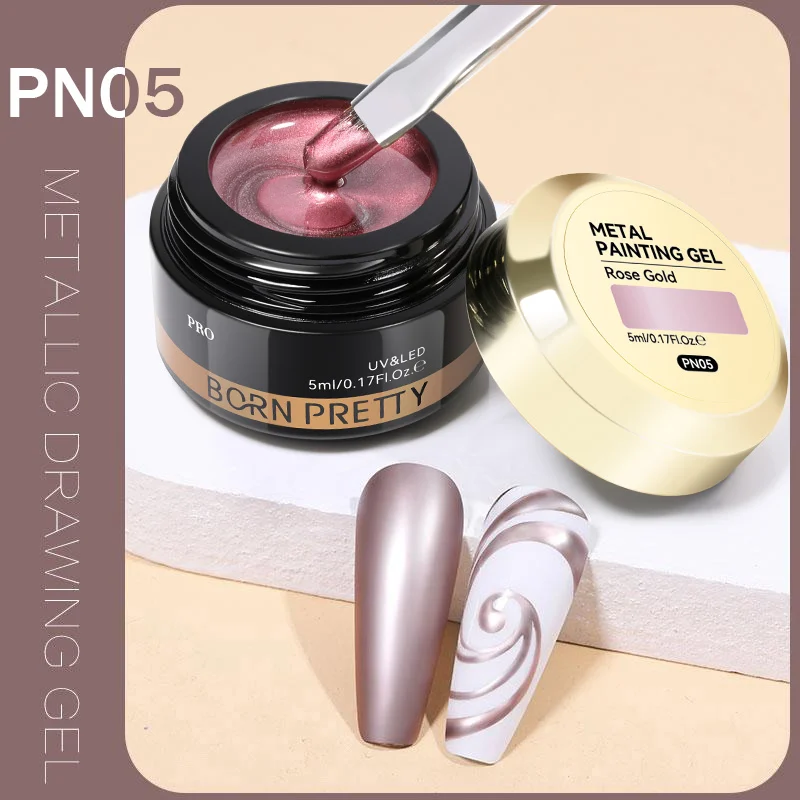 BORN PRETTY PRO Painting Gel 5 ml - PN05 - Metallic Rose Gold